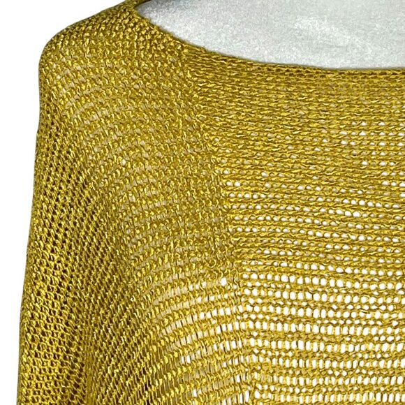 Alembika Cotton Mesh Asymmetrical Boatneck Boxy Sweater Yellow Gold Lagenlook XL - Picture 8 of 12